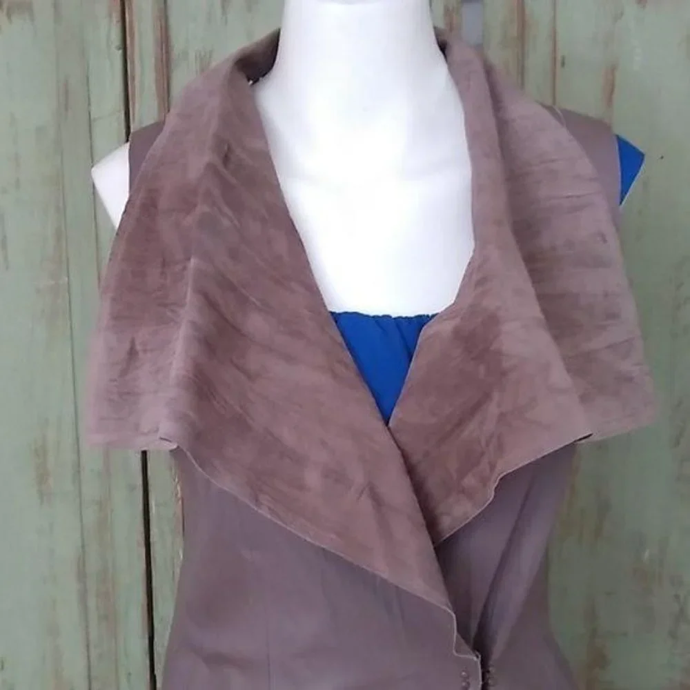 Los Angeles Leather Vest sleeveless Brown NWT - Picture 3 of 8
